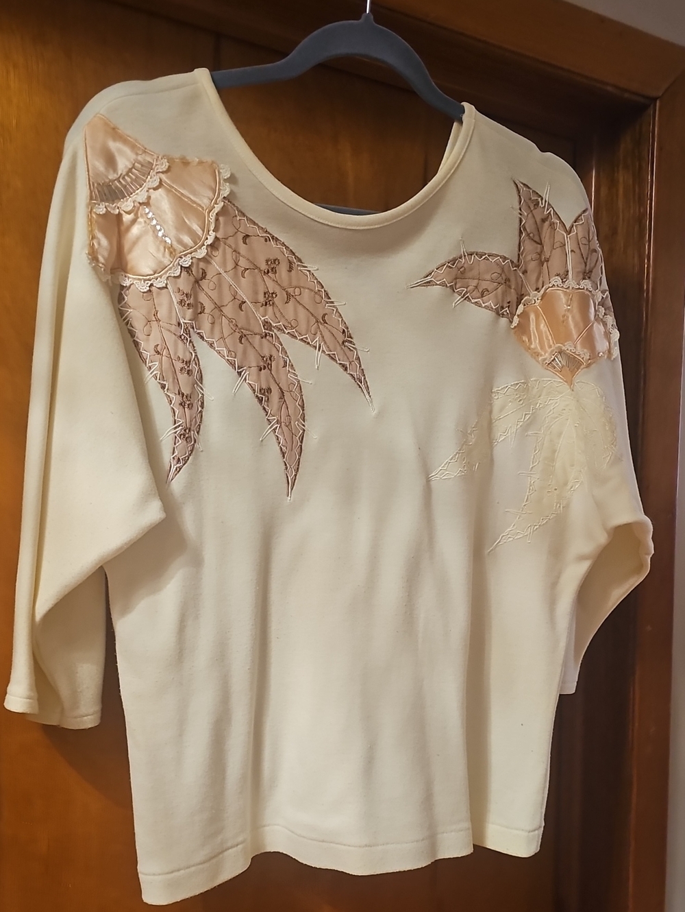 Women's Cream Embroidered Appliqué Top